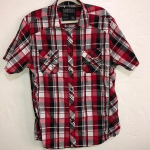 Surplus red & gray plaid shirt size XL